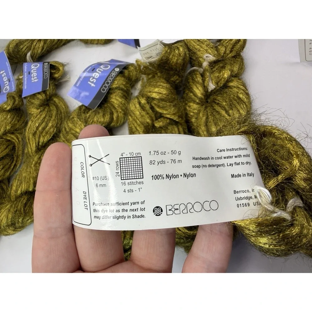 Berroco Yarns Quest Gold Italy 50 g/82 yds Each Lot Of 9 ribbon Nylon